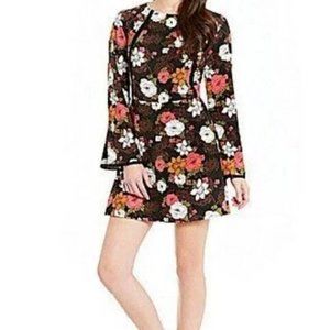 Copper Key Feminine Black Floral Long Sleeve Romper Belle Sleeve Lace S